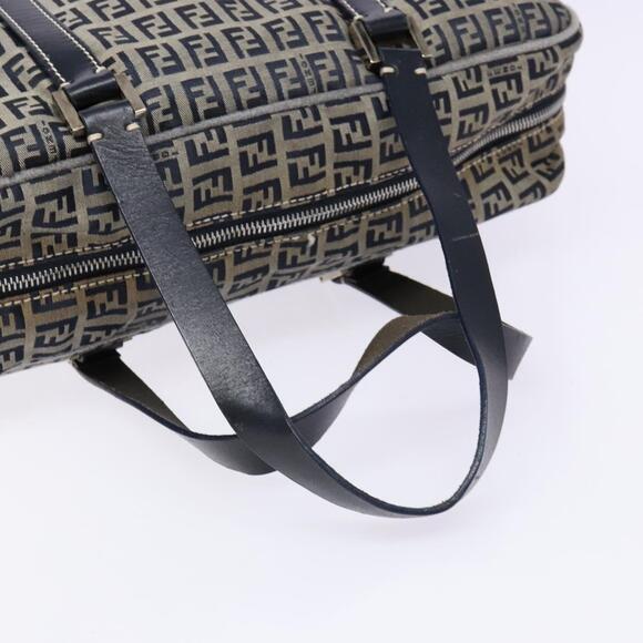 FENDI Zucchino Canvas Tote Bag Navy Silver - Picture 7 of 13